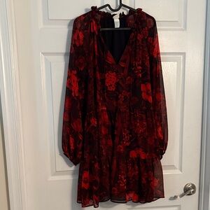 H&M Floral Red and Black cocktail Women's Dress